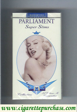 Parliament cigarettes Super Slims design with Marlin Monro 100s soft box